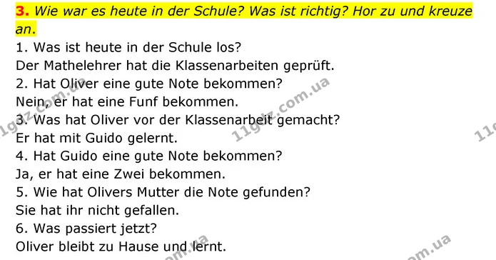 3. Wie war es heute in der Schule? Was ist richtig? Hor zu und kreuze an. — ГДЗ Німецька мова 6 клас Басай (2023)