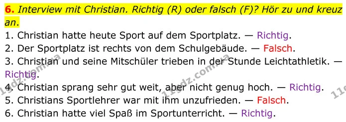 6. Interview mit Christian. Richtig (R) oder falsch (F)? Hör zu und kreuz an. — ГДЗ робочий зошит Німецька мова 8 клас Басай