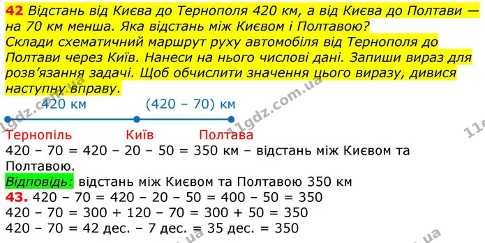 42. На якій відстані школа від пошти? Магазин від пошти? Пошта від твого будинку? — ГДЗ Математика 3 клас Заїка 1-2 ч.