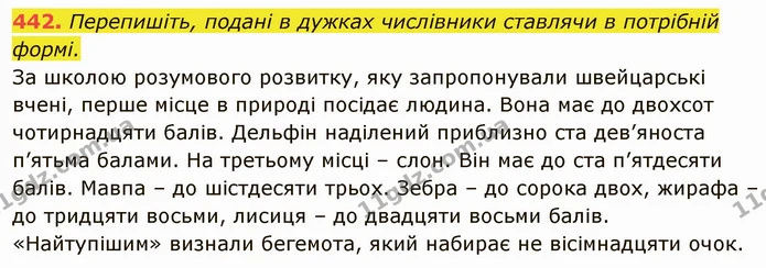 442. Перепишіть, подані в дужках числівники ставлячи в потрібній формі. — ГДЗ Українська мова 6 клас Глазова