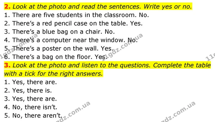 2. Look at the photo and read the sentences. Write yes or no. — ГДЗ Англійська мова 6 клас Коста (Prepare 6)
