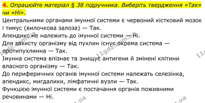 4. Опрацюйте матеріал § 38 підручника. Виберіть твердження «Так» чи «Ні». — ГДЗ Робочий зошит Біологія 8 клас Кулініч