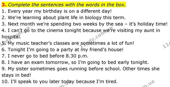 3. Complete the sentences with the words in the box. — ГДЗ робочий зошит Англійська мова 8 клас Гарет Джонс 2025