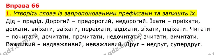 66 — ГДЗ Українська мова 6 клас Літвінова