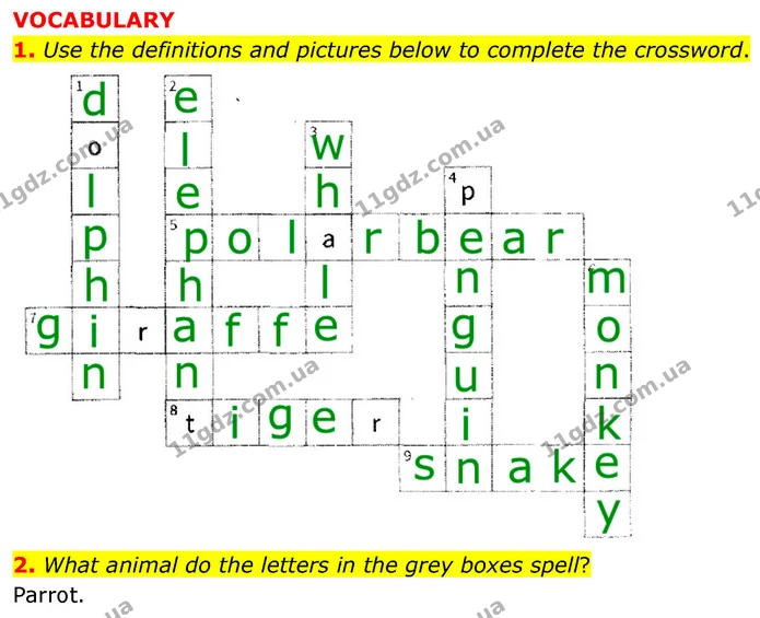 1. Use the definitions and pictures below to complete the crossword. — ГДЗ робочий зошит Англійська мова 7 клас Prepare
