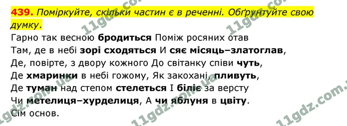439. Поміркуйте, скільки частин є в реченні. Обґрунтуйте свою думку. — ГДЗ Українська мова 9 клас Заболотний