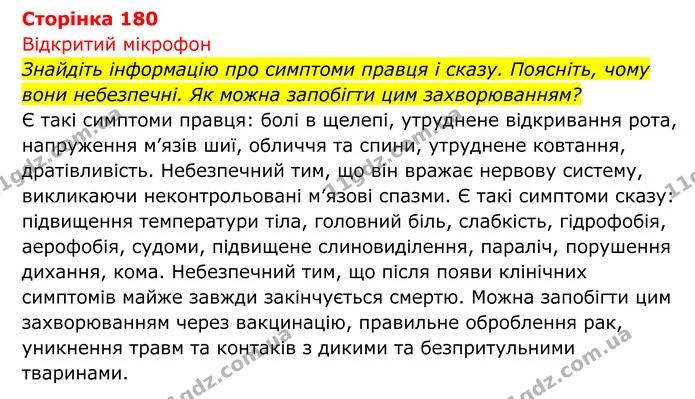 Стор. 180 — 1 — ГДЗ Біологія 8 клас Тагліна — ГДЗ Біологія 8 клас Тагліна