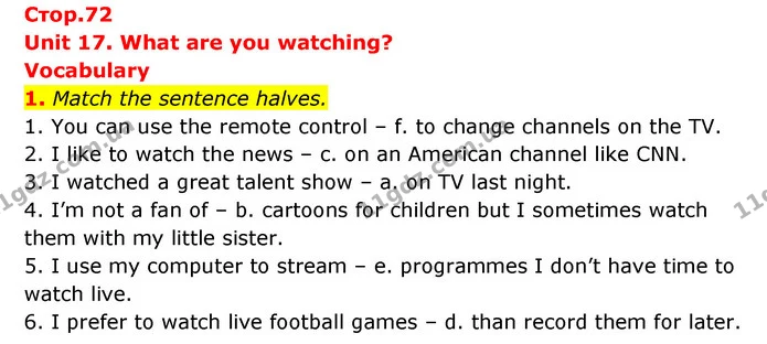 1. Match the sentence halves. — ГДЗ робочий зошит Англійська мова 6 клас Prepare