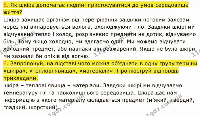 5. Як шкіра допомагає людині пристосуватися до умов середовища життя? — ГДЗ Пізнаємо природу 5 клас Коршевнюк