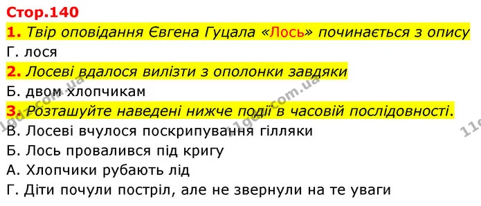 1. Твір оповідання Євгена Гуцала «Лось» починається з опису — ГДЗ Українська література 5 клас Заболотний