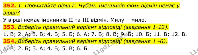 352. 1. Прочитайте вірш Г. Чубач. Іменників яких відмін немає у вірші? — ГДЗ Відповіді Українська мова 6 клас Єрмоленко