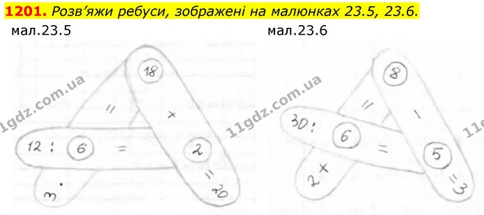 1201. Розв’яжи ребуси, зображені на малюнках 23.5, 23.6. — ГДЗ Алгебра 8 клас Бевз