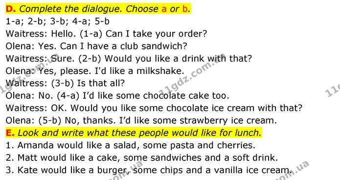 D. Complete the dialogue. Choose a or b. — ГДЗ зошит Англійська мова 5 клас Мітчелл