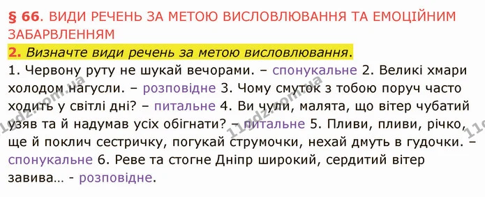 2. Визначте види речень за метою висловлювання. — ГДЗ Українська мова 5 клас Авраменко 2022