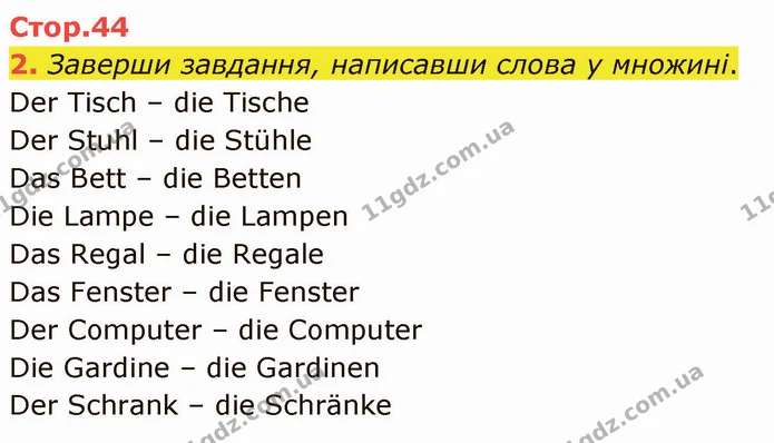 2. Заверши завдання, написавши слова у множині. — ГДЗ Німецька мова 4 клас Сотникова