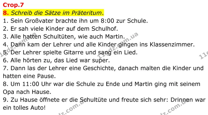 8. Schreib die Sätze im Präteritum. — ГДЗ робочий зошит Німецька мова 8 клас Басай