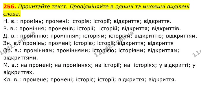 256. Прочитайте текст. Провідміняйте в однині та множині виділені слова. — ГДЗ Відповіді Українська мова 6 клас Єрмоленко