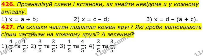 426. Проаналізуй схеми і встанови, як знайти невідоме х у кожному випадку. — ГДЗ Математика 4 клас Бевз 1 та 2 частини