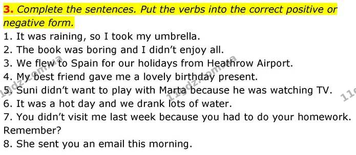 3. Complete the sentences. Put the verbs into the correct positive or negative form. — ГДЗ робочий зошит Англійська мова 8 клас Гарет Джонс 2025