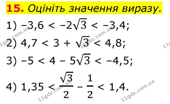 15. Оцініть значення виразу. — ГДЗ Алгебра 9 клас Істер