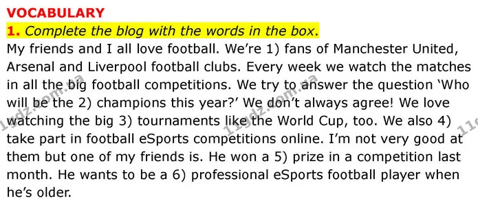 1. Complete the blog with the words in the box. — ГДЗ робочий зошит Англійська мова 7 клас Prepare
