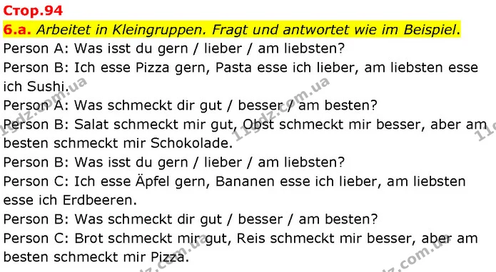 6.a. Arbeitet in Kleingruppen. Fragt und antwortet wie im Beispiel. — ГДЗ Німецька мова 7 клас Басай