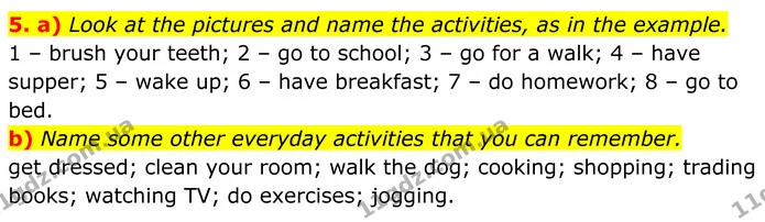 5. a) Look at the pictures and name the activities, as in the example. — ГДЗ Англійська мова 8 клас Карпюк 2025