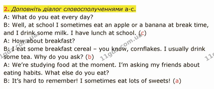2. Доповніть діалог словосполученнями а-с. — ГДЗ Англійська мова 5 клас Карпюк 2022