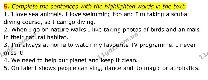 5. Complete the sentences with the highlighted words in the text. — ГДЗ Англійська мова 6 клас Коста (Prepare 6)