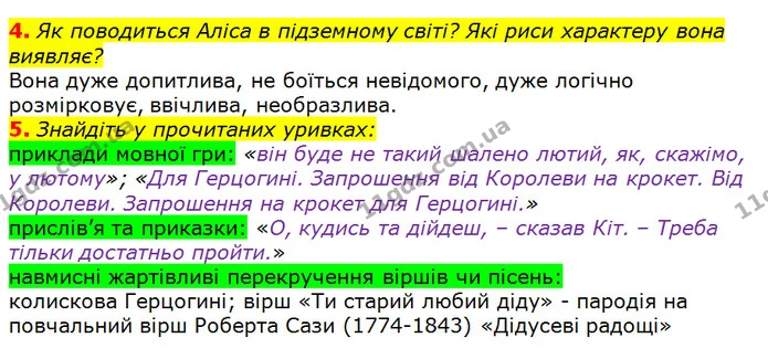 4. Як поводиться Аліса в підземному світі? Які риси характеру вона виявляє? — ГДЗ Зарубіжна література 5 клас Волощук