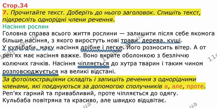 7. Прочитайте текст. Доберіть до нього заголовок. Спишіть текст, підкресліть однорідні члени речення. — ГДЗ Українська мова 4 клас Вашуленко 2021 (1 частина)
