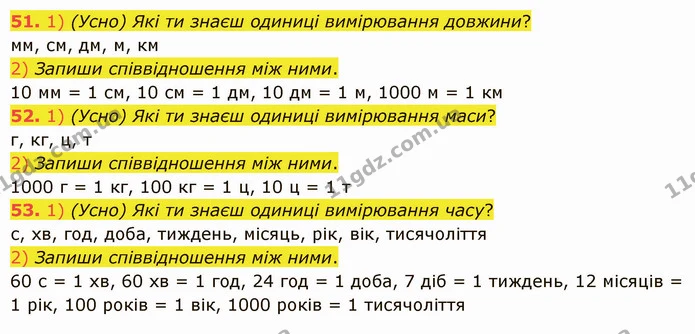 51. 1) (Усно) Які ти знаєш одиниці вимірювання довжини? — ГДЗ Математика 5 клас Істер 2022