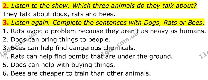 2. Listen to the show. Which three animals do they talk about? — ГДЗ Англійська мова 8 клас Стайрінг (Prepare)