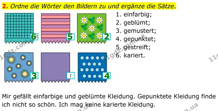 2. Ordne die Wörter den Bildern zu und ergänze die Sätze. — ГДЗ Німецька мова 8 клас Сотникова (2025) 4 рік
