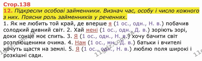 12. Підкресли особові займенники. Визнач час, особу і число кожного з них. Поясни роль займенників у реченнях. — ГДЗ Українська мова 4 клас Вашуленко 2021 (1 частина)