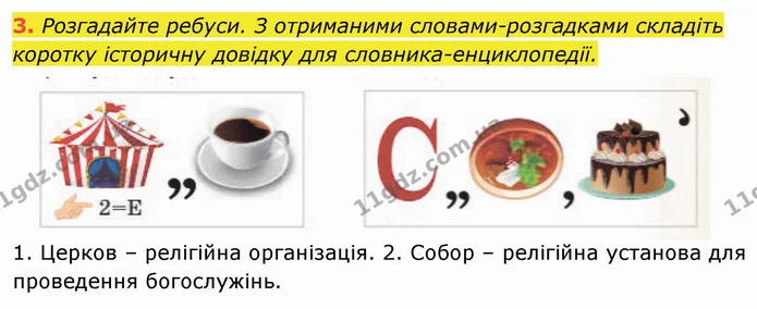 3. Розгадайте ребуси. З отриманими словами-розгадками складіть коротку історичну довідку для словника-енциклопедії. — ГДЗ Історія України 8 клас Щупак