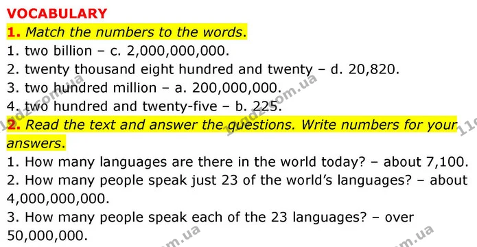 1. Match the numbers to the words. — ГДЗ робочий зошит Англійська мова 7 клас Prepare
