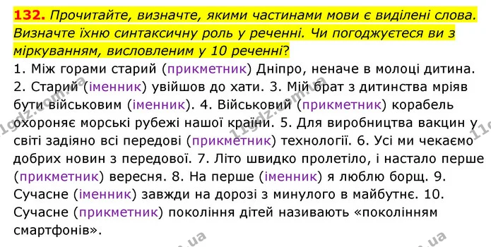 132. Прочитайте, визначте, якими частинами мови є виділені слова. Визначте їхню синтаксичну роль у реченні. Чи погоджуєтеся ви з — ГДЗ Українська мова 6 клас Голуб 2023