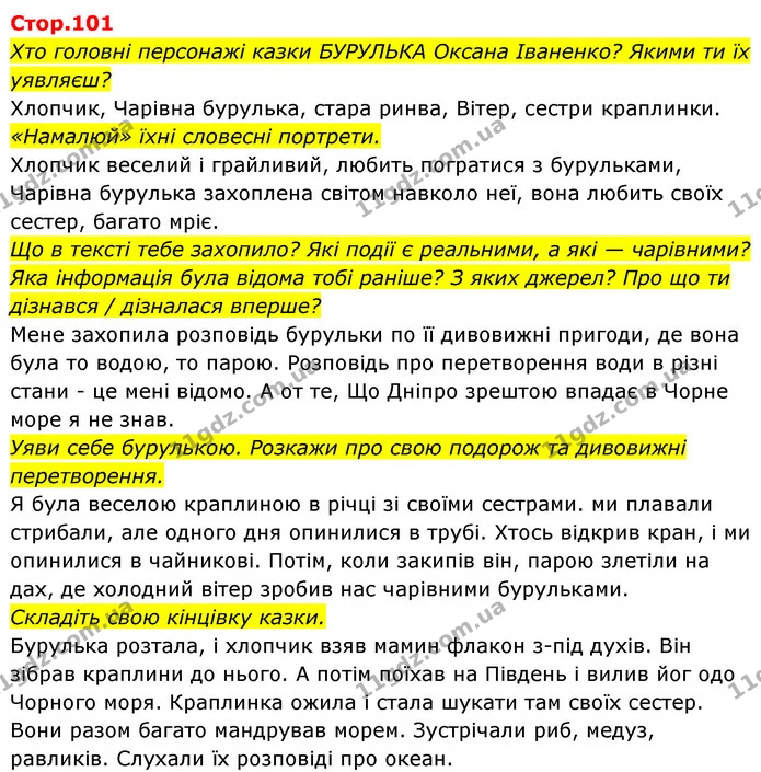 Хто головні персонажі казки БУРУЛЬКА Оксана Іваненко? Якими ти їх уявляєш? — ГДЗ Українська мова та читання 4 клас Савчук