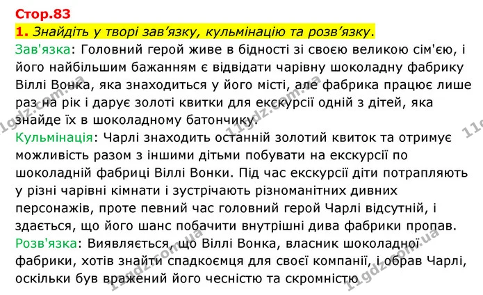 1. Знайдіть у творі зав’язку, кульмінацію та розв’язку. — ГДЗ Зарубіжна література 5 клас Ковбасенко 2022