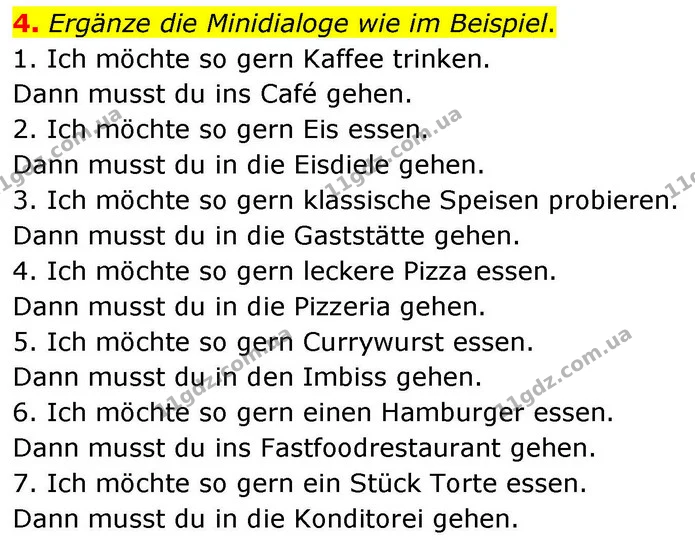 4. Ergänze die Minidialoge wie im Beispiel. — ГДЗ робочий зошит Німецька мова 8 клас Басай
