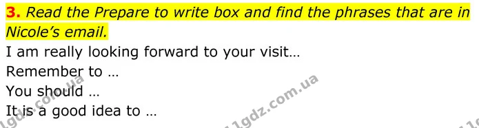 3. Read the Prepare to write box and find the phrases that are in Nicole’s email. — ГДЗ Англійська мова 8 клас Стайрінг (Prepare)
