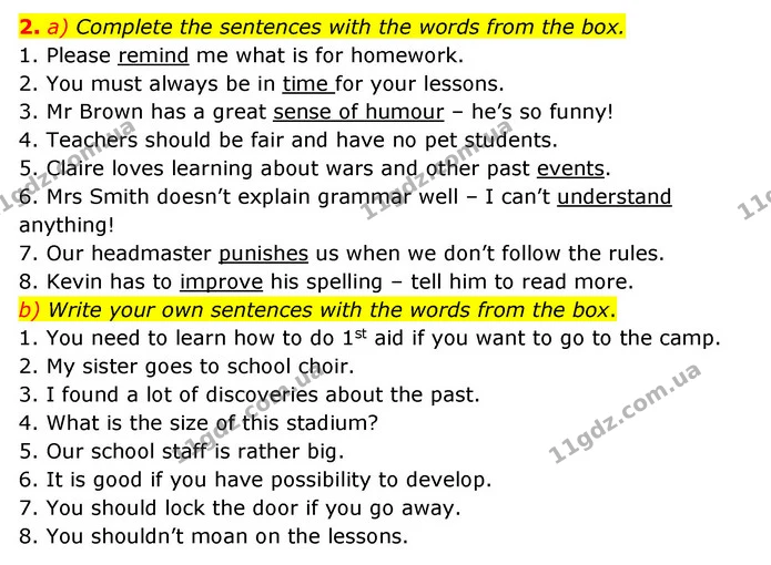 2. a) Complete the sentences with the words from the box. — ГДЗ Робочий зошит Англійська мова 6 клас Карпюк