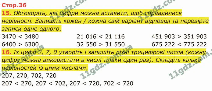 15. Обговоріть, які цифри можна вставити, щоб справдилися нерівності. Запишіть кожен / кожна свій варіант відповіді та перевірте записи — ГДЗ Математика 4 клас Логачевська 1-2 ч. 2021
