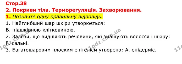 1. Позначте одну правильну відповідь. — ГДЗ Робочий зошит Біологія 8 клас Задорожний