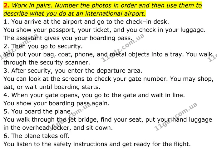 2. Work in pairs. Number the photos in order and then use them to — ГДЗ Англійська мова 8 клас Стайрінг (Prepare)