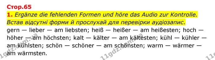 1. Ergänze die fehlenden Formen und höre das Audio zur Kontrolle. Встав відсутні форми й прослухай для перевірки аудіозапис. — ГДЗ Робочий зошит Німецька мова 6 клас Гоголєва