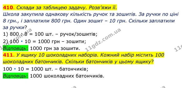 410. Склади за таблицею задачу. Розв’яжи її. — ГДЗ Математика 3 клас Бевз 1 частина