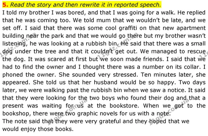 5. Read the story and then rewrite it in reported speech. — ГДЗ зошит Grammar Англійська мова 8 клас Prepare 2025