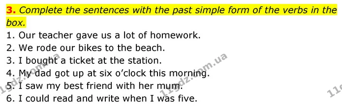 3. Complete the sentences with the past simple form of the verbs in the box. — ГДЗ Англійська мова 6 клас Коста (Prepare 6)